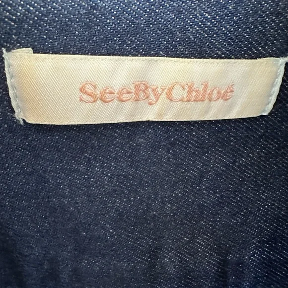 Like New See by Chloe Denim Long Sleeve Shirt Polo Dress FR 40 US 8